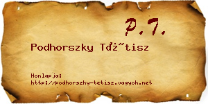 Podhorszky Tétisz névjegykártya